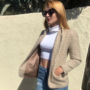 Wool Plaid Houndtooth Blazer- Vintage